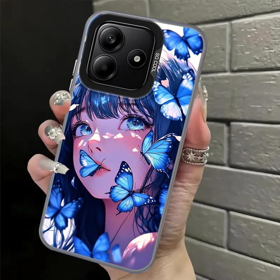 Case for Xiaomi Poco F4 F3 GT C50 C51 X3 Pro X5 X3 NFC Back Phone Cover Cartoon Butterfly Girl
