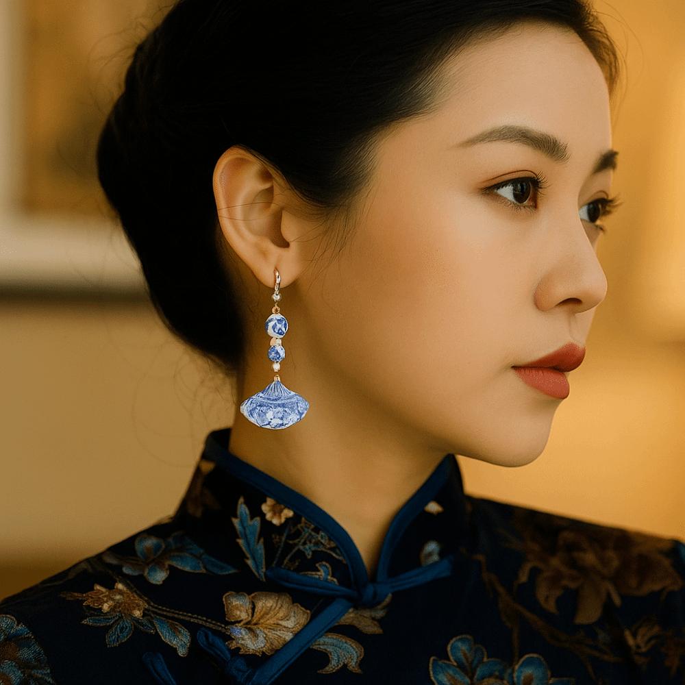 New Chinese Style Acrylic Fan Pendant Dangle Earrings Jewelry Accessories Drop Earrings  Women