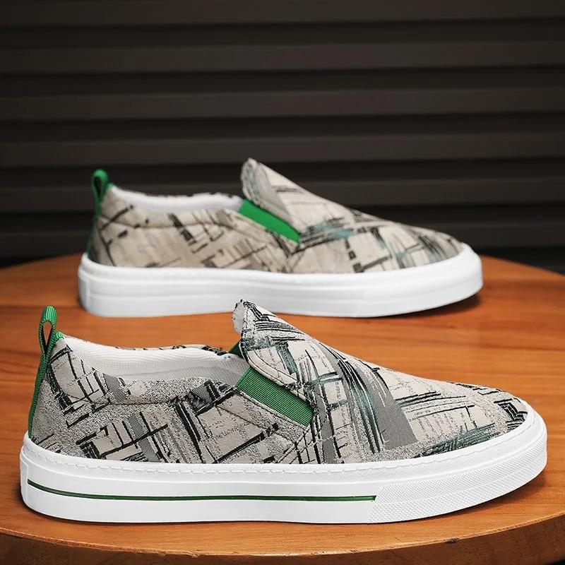 Fashion Mens Casual Shoes New Breathable Canvas Shoe Outdoor Man Comfortable Sneakers for Men Flat Slip-On Loafers Zapatillas De Deporte