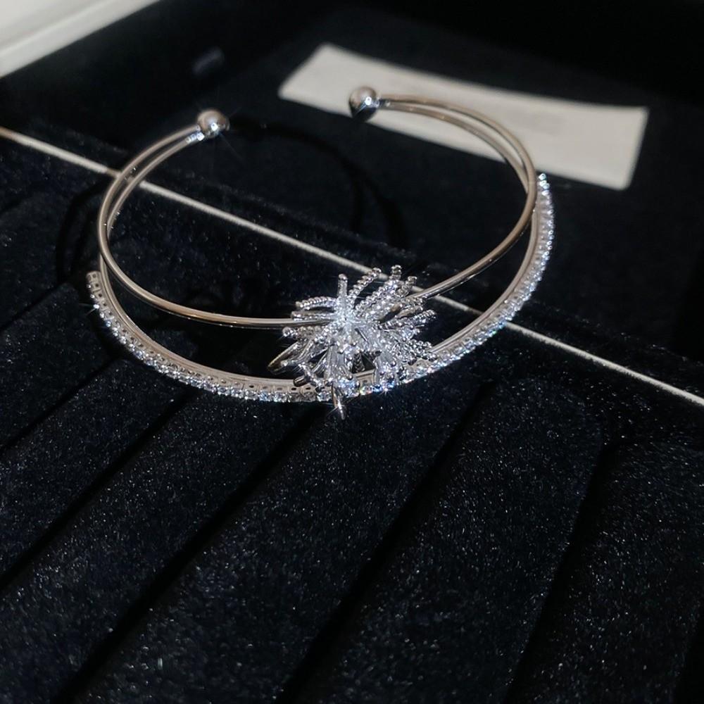 Arm Cuff Flower Cuff Bangles Zircon Exaggerated Bracelet  Party Dress Decoration