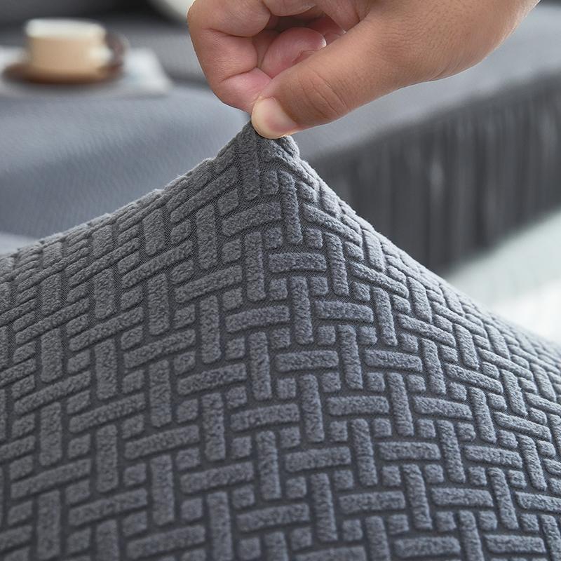 Solid Color Thick Sofa Cover for Living Room Elastic Jacquard 1/2/3/4 Seater Sofa Cover With Skirt