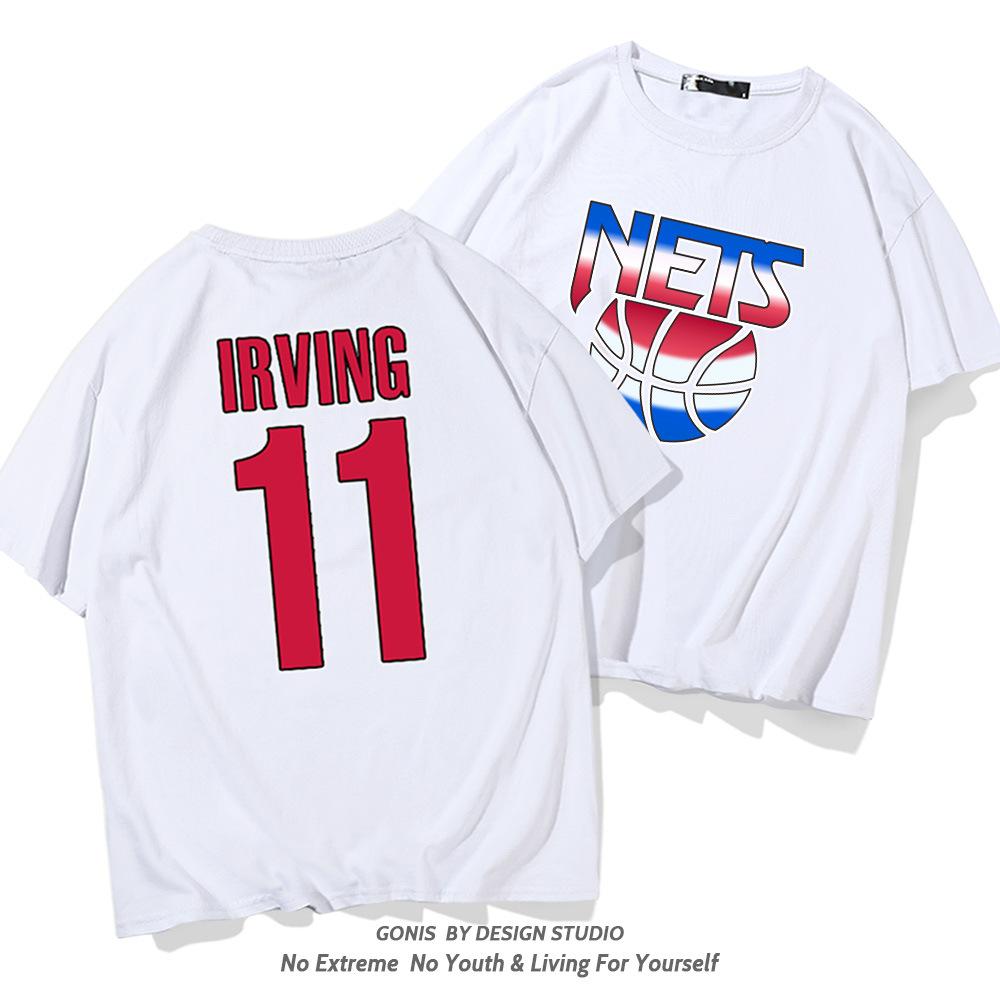 Nets Irving No. 11 Short Sleeve T-Shirt Men's Basketball Loose Cotton Half Sleeve Youth Student Clothes