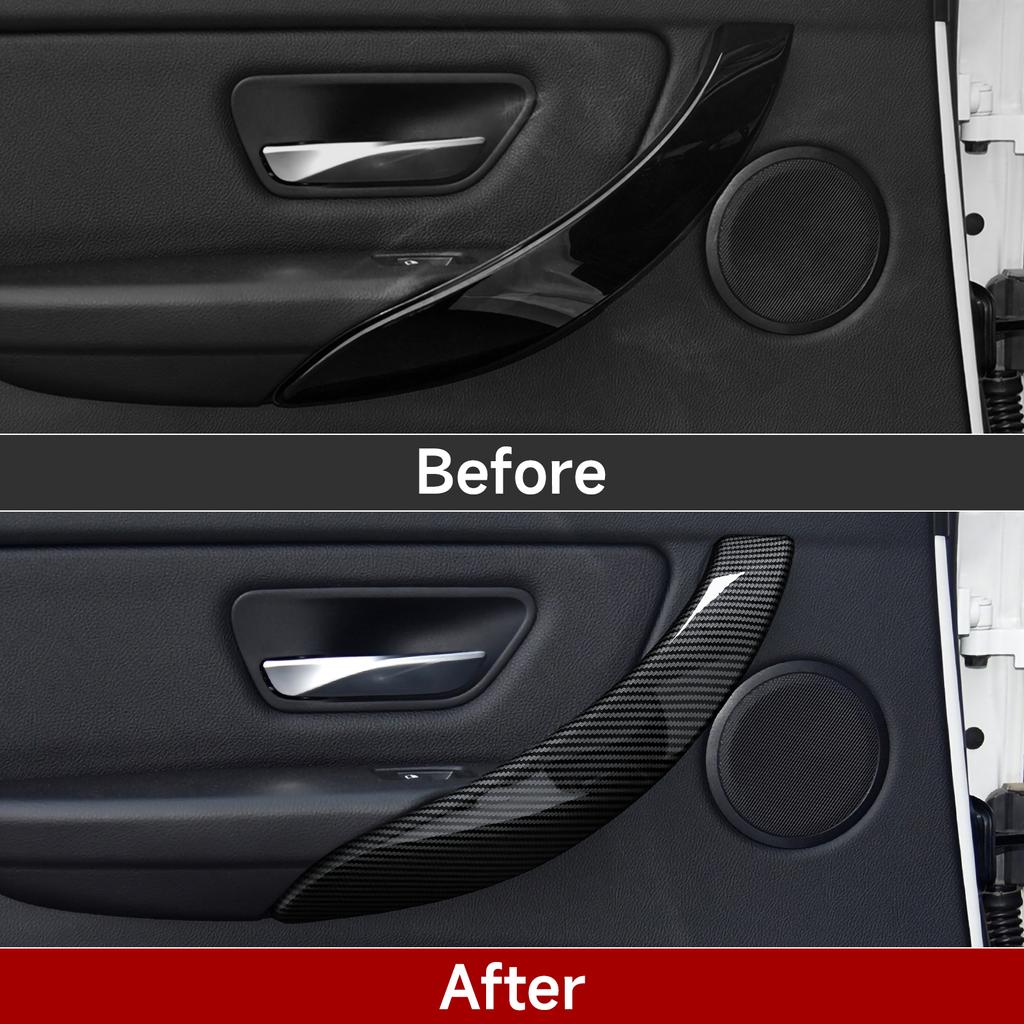BBJT8 For BMW F30 F31 F34 3GT F32 F33 F36 (2012-2020) Door Handrail Panel Cover Car Trim Accessories, Carbon Fiber ABS Sticker