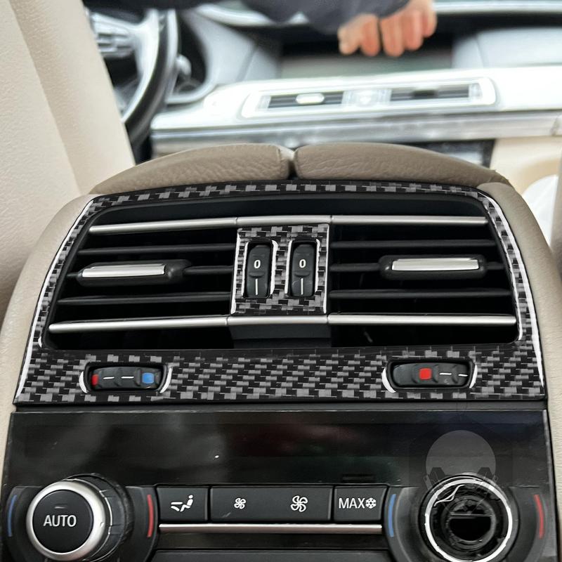 Carbon Fiber Car Accessories Rear Air Vent Interior Trim Cover Soft Sticker For BMW 7 Series F01 730li 740li 750li 2009-2014