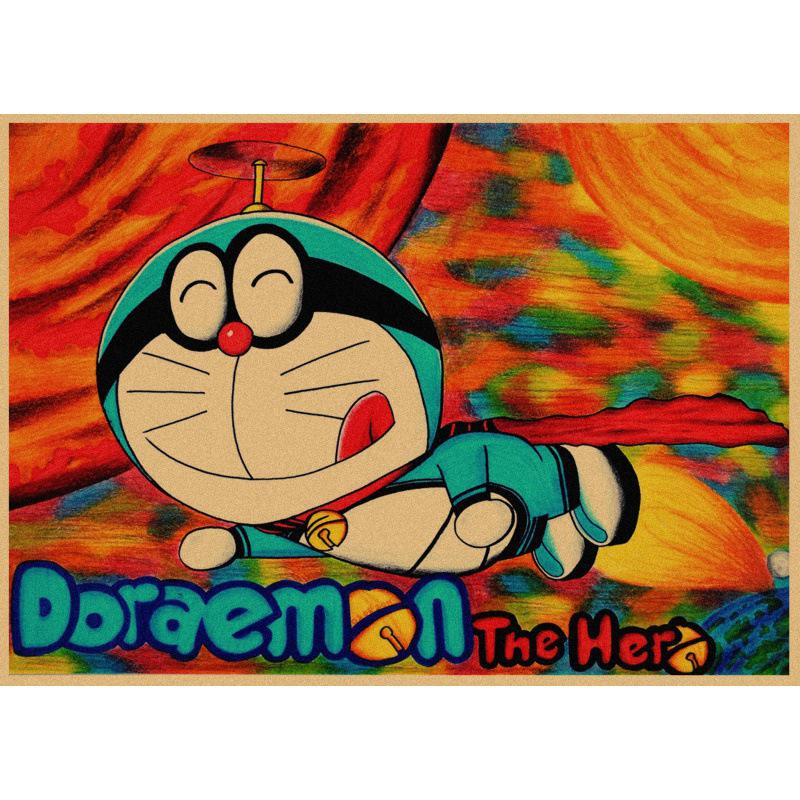 Free Shipping Doraemon Retro Anime Poster - Kraft Paper Wall Decor 30X42cm Single Kraft Paper Poster Independent