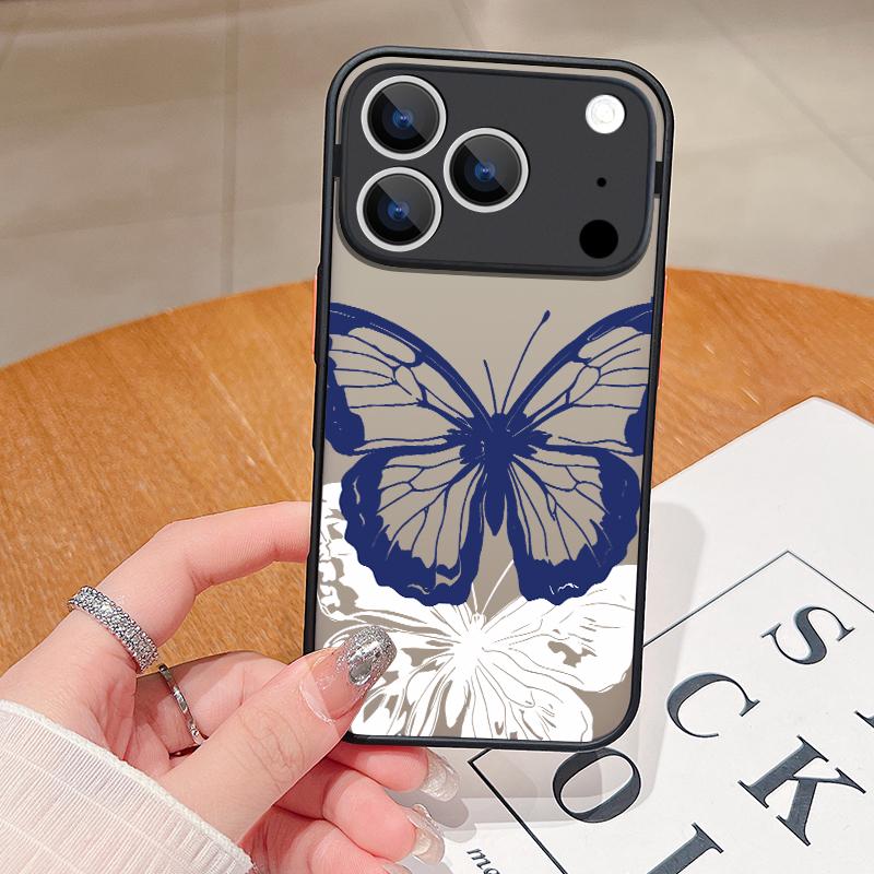 Simple Butterfly Print Case For iPhone 17 Air 16e 16 15 14 Pro Max 13 15 Pro 17 Pro 17 Shockproof Soft Edge Hard PC Matte Phone Cover