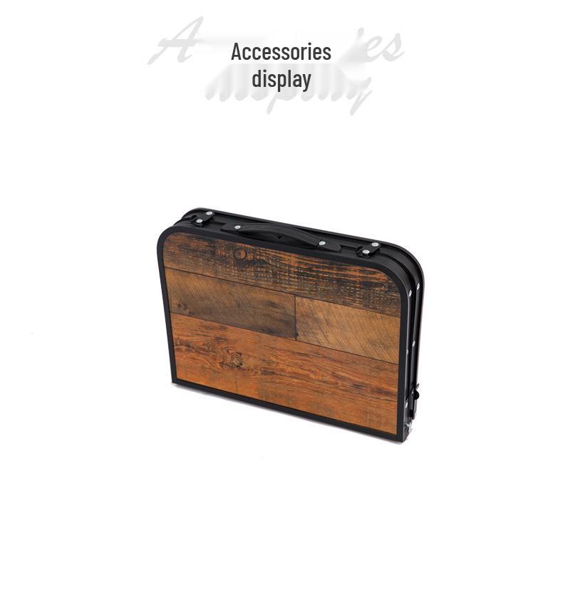 Retro Portable Folding Table for Outdoor Camping and Self-Driving Tours