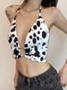 AltGoth Streetwear Y2k Cow Camis Women Dark Gothic Hollow Out Backless Crop Tank Top Harajuku Vintage Sexy Grunge Emo Alt Outfit