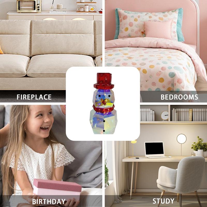 Light Up Christmas Snowman Snowman Figure Night Light Prism Effect Novelty Lighting Statue Indoor Desk Lamp For Study Room