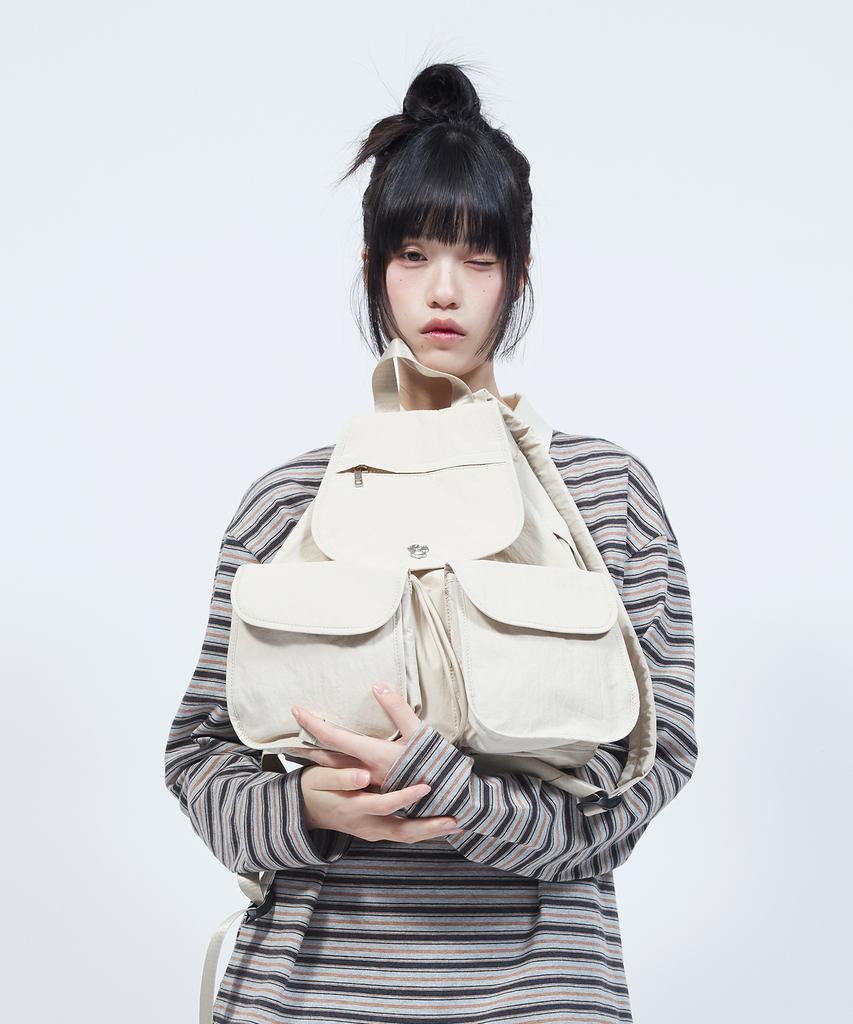 Lmr Floral Logo Light Two-Pocket Backpack Cream
