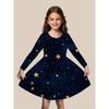 Girls' 3D Moon and Star Dress Long Sleeve Summer Spring Vacation Daily Holiday Princess Beautiful Sweet Kids 4-12 Years Casual Dress A Line Dress