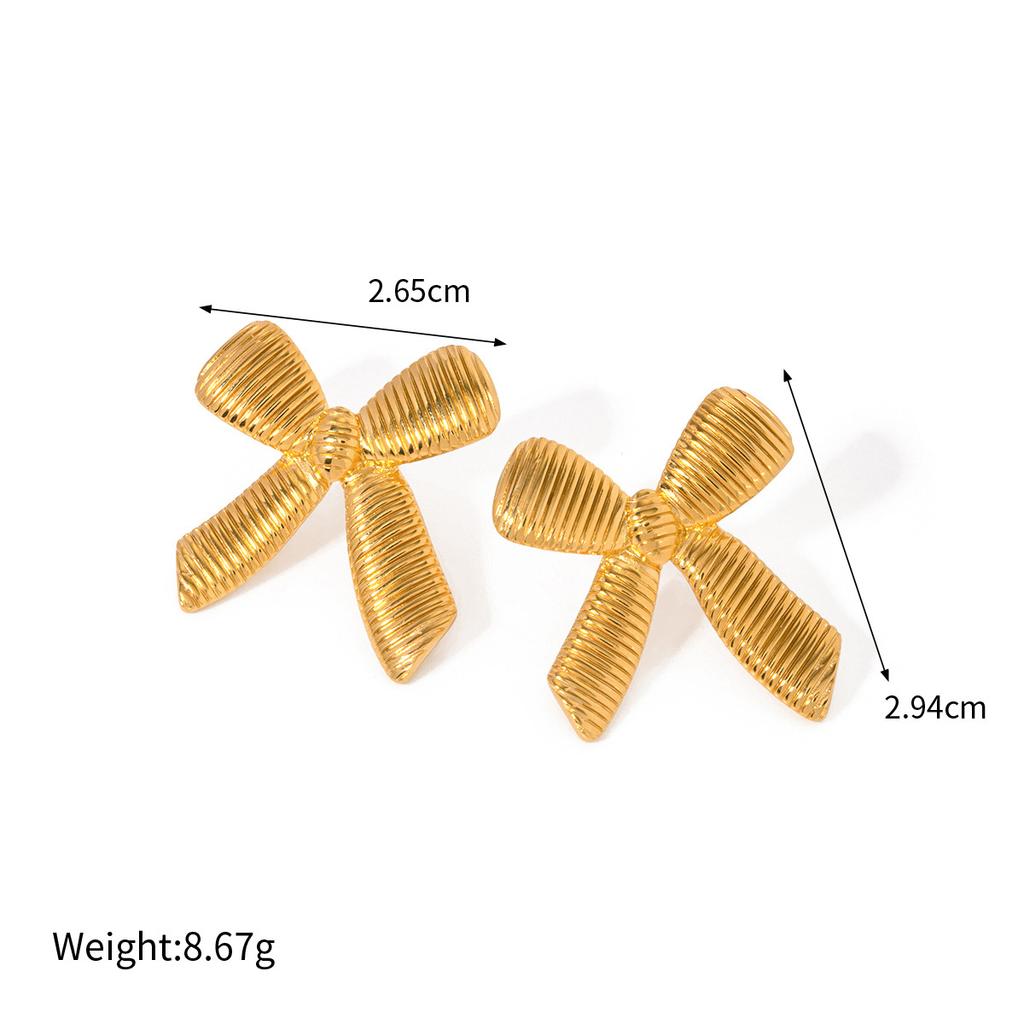  Trendy Stainless Steel Snake Chain Bow Earring Necklace for Women Stainless Steel High-Grade Delicate Jewelry Gift