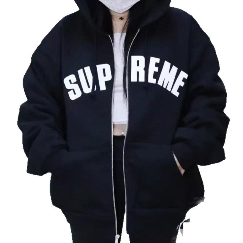 Promi-Stil 2025 SUPREME Buchstaben Damen Reißverschluss Hoodie Strickjacke
