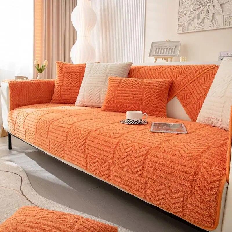 Winter Thickened Super Soft Velvet Sectional Sofa Towel Short Plush Quilted Sofa Cover Luxury Comfortable Non-slip Couch Covers
