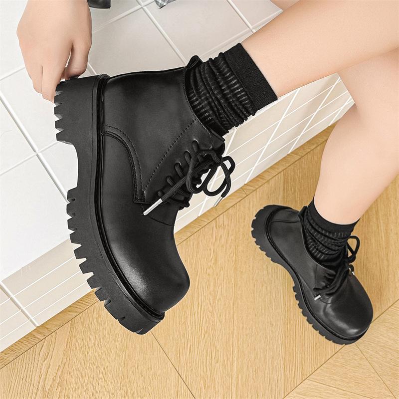 

Men s leather shoes 2025 new autumn niche British casual men s platform heightening black big head shoes 18911-J 46