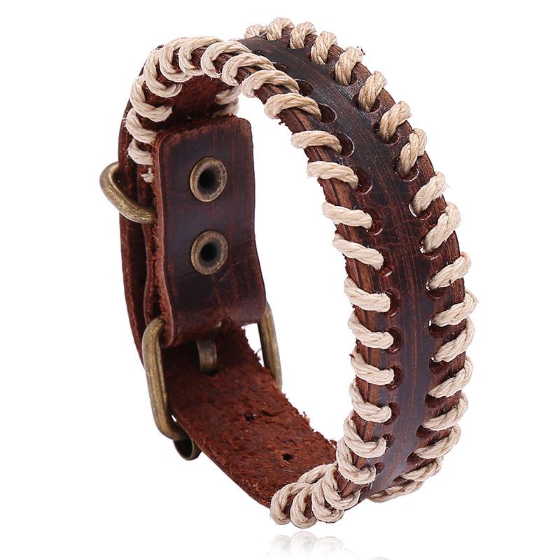 Fibbia Regolabile Stile Boho Braccialetto da Polso in Corda Intrecciata a Mano Braccialetto in Pelle Intrecciata Fatto a Mano Vintage Accessorio Quotidiano Casual