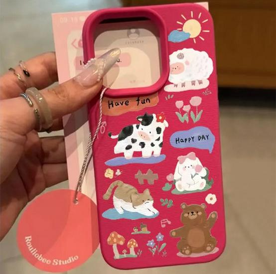 

Lychee Pattern Cute Animal Illustration Soft Shell Phone Case for Apple 17PROMAX, Compatible with Models 13 to 16/12, Large Hole Design 14 Plus