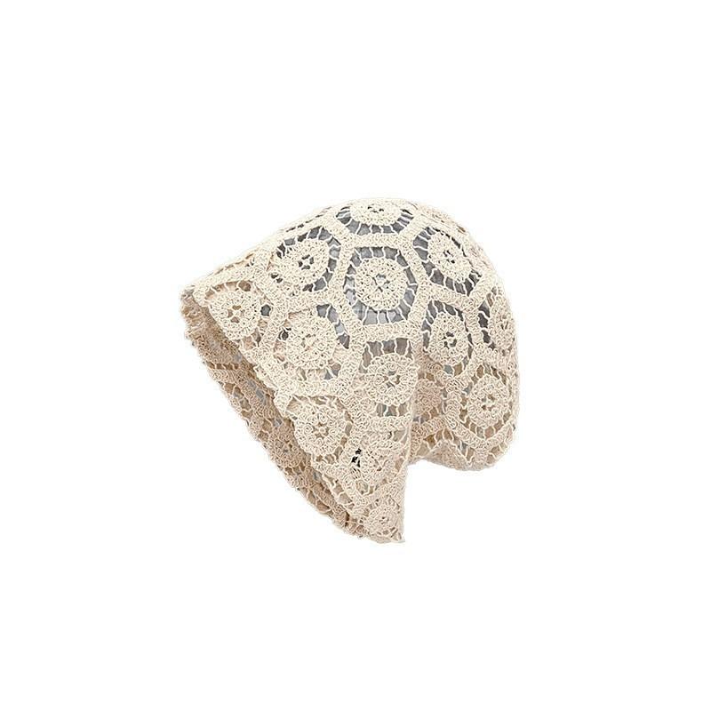 Women S Hand Crochet Hollow Out Beanie Cap Spring Summer Thin Breathable Knit Hat