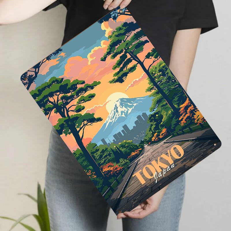 

Tokyo Fuji Mountain Sunrise Metal Wall Art Japanese Landmark Home Decor Souvenir Painting 20x30cm（7.8x11.8inch）