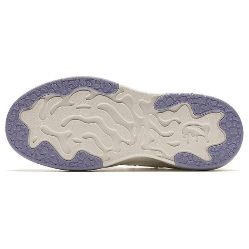 Anta Seaweed Shock Absorbing Wear Resistant Lightweight Increased Height Low Top Sneakers Women Sneakers White Purple 922428011-2