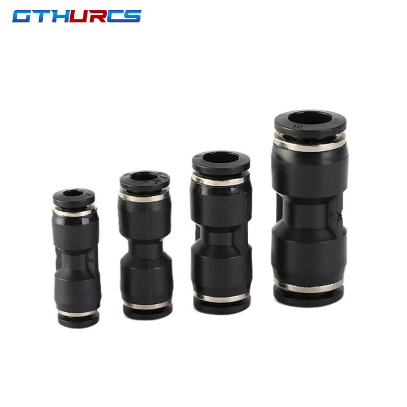 Black Pneumatic Fitting Pipe Connector Quick Release Coupling 4mm 6mm 8mm 10mm 12mm PU PV PE HVFF PY Tube Connectors Fuel System Fittings7