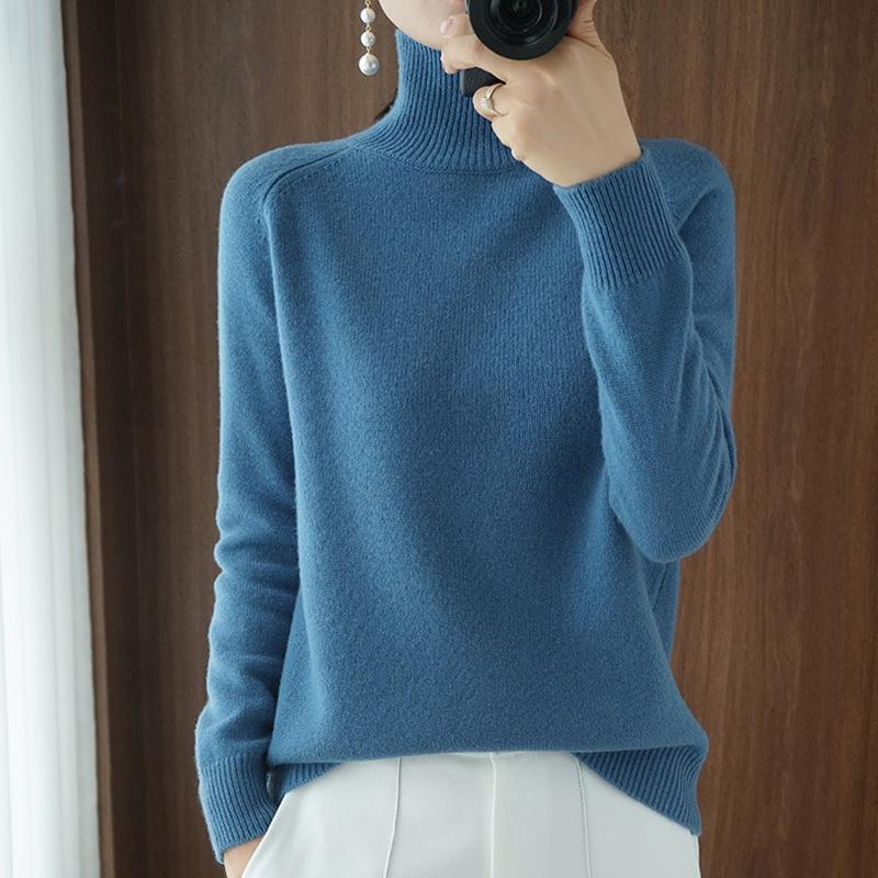 Nový jarní podzimní dámský svetr rolák štíhlý jednobarevný vysoce kvalitní hřejivý komfort visící pletený svetr