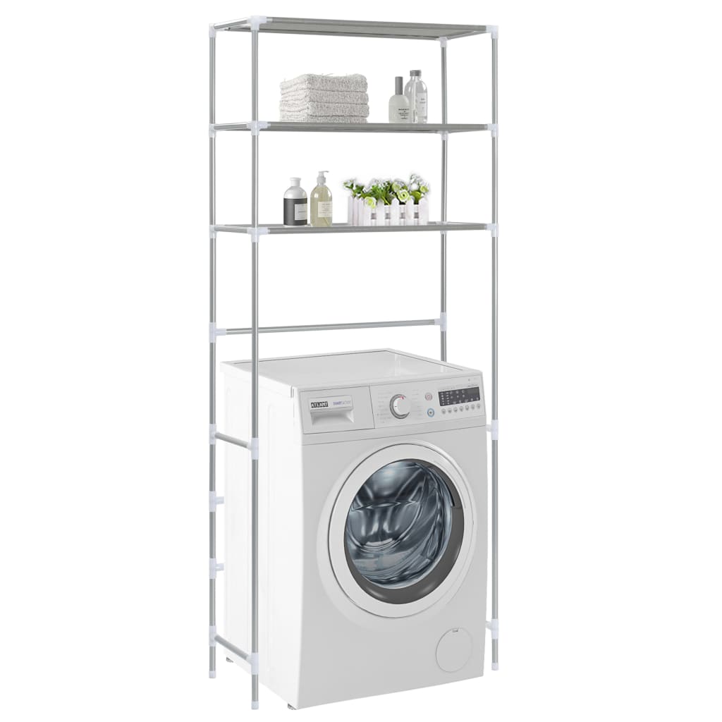 Washing Machine Shelf 3 Shelves Silver 69 x 28 x 169 cm