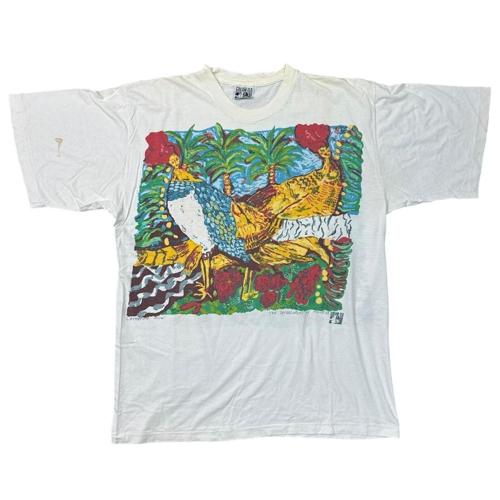 

Винтажная футболка с одинарной строчкой, графическим принтом дикой природы, ретро, белая, мужская 4XL