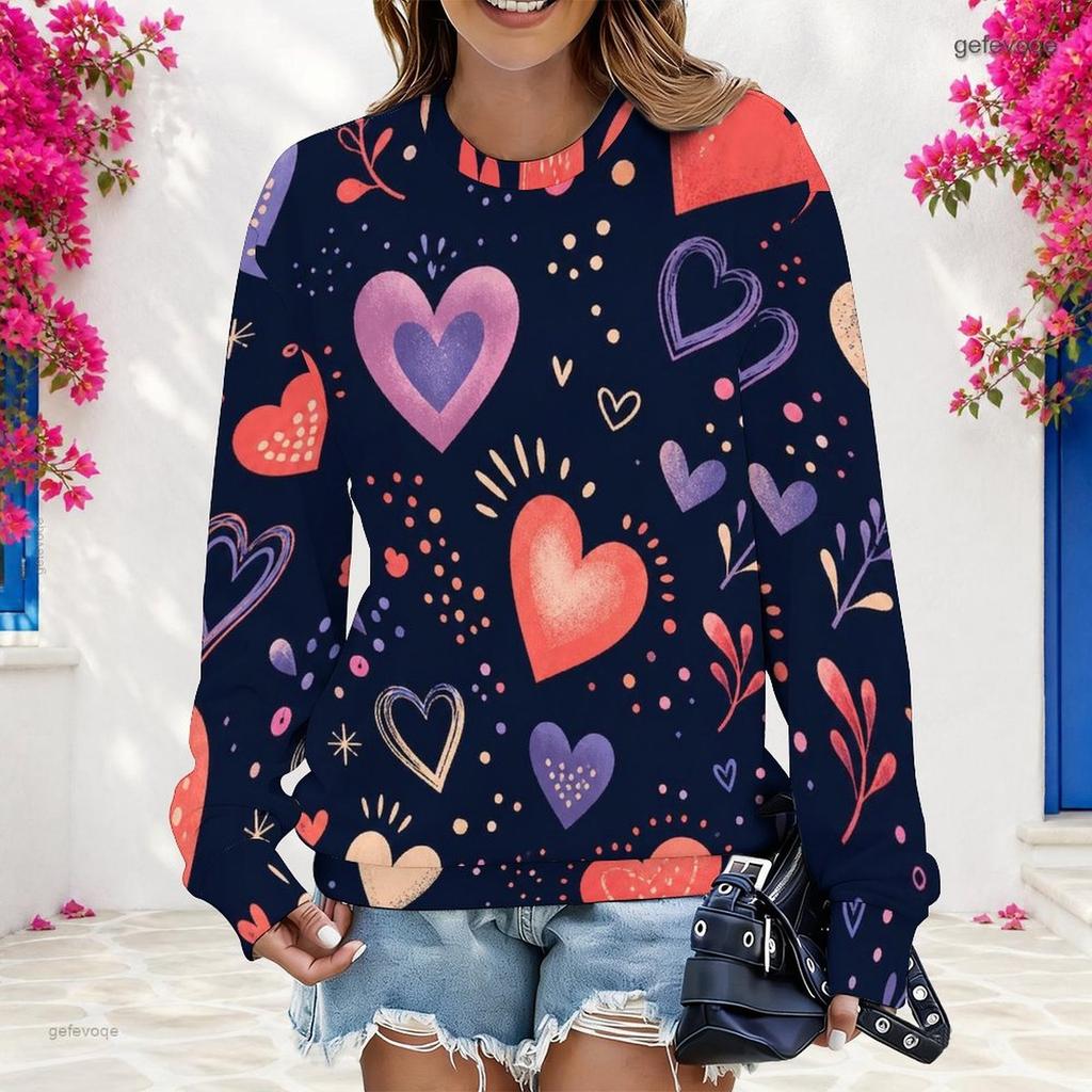Plus Size Womens Crew Neck Long Sleeve Pullover Soft Loose Casual Street Leisure Daily Sweatshirt