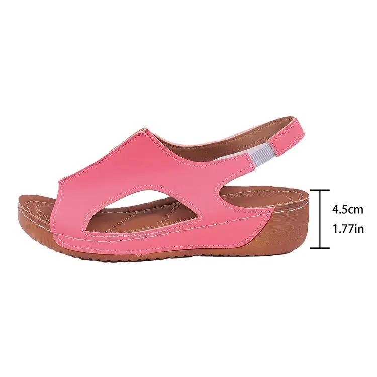 

Модные классические женские сандалии в стиле ретро 2024 года, летние повседневные открытые шлепанцы для улицы, удобные римские туфли на танкетке, женские сандалии Sandalias De Mujer 36