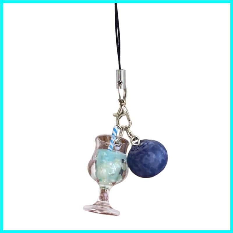 Colorful Fruit Beaded Keychain Creative Fruit juice Keyring Handmade Lanyard Women Phone Bag Hanging