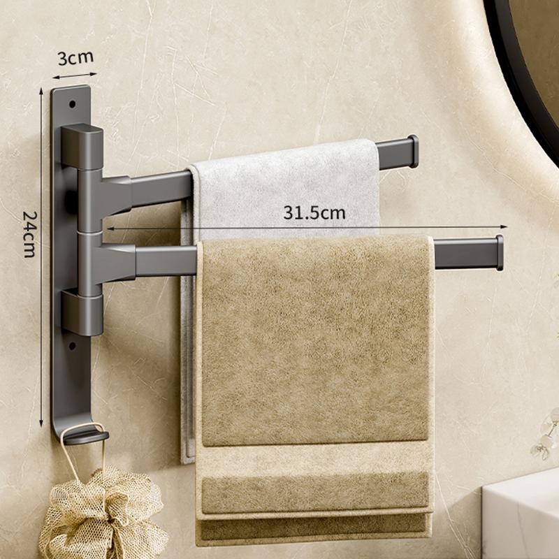 180° Rotatable Towel Holder Space Aluminum Shower Room Towel Hanger Multifunctional Storage Organizer For Bathroom Accessories