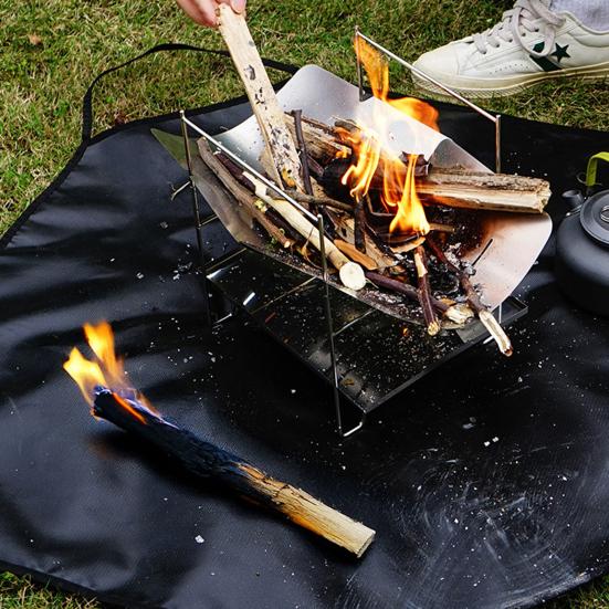 Outdoor Fireproof Mat with Handle Firewood Carrier Bag Heat-Resistant Flame Retardant Deck Patio Lawn Camping Stove BBQ