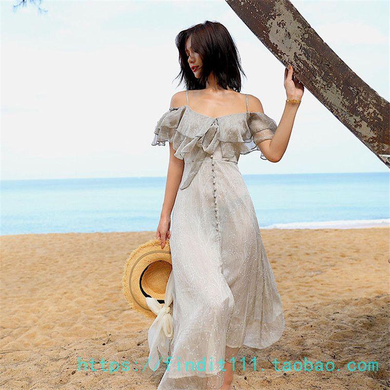 

Летний ретро топ-бандо с открытыми плечами, с вырезом лодочкой, юбка для отпуска Image color L(* Waist around 78cm)