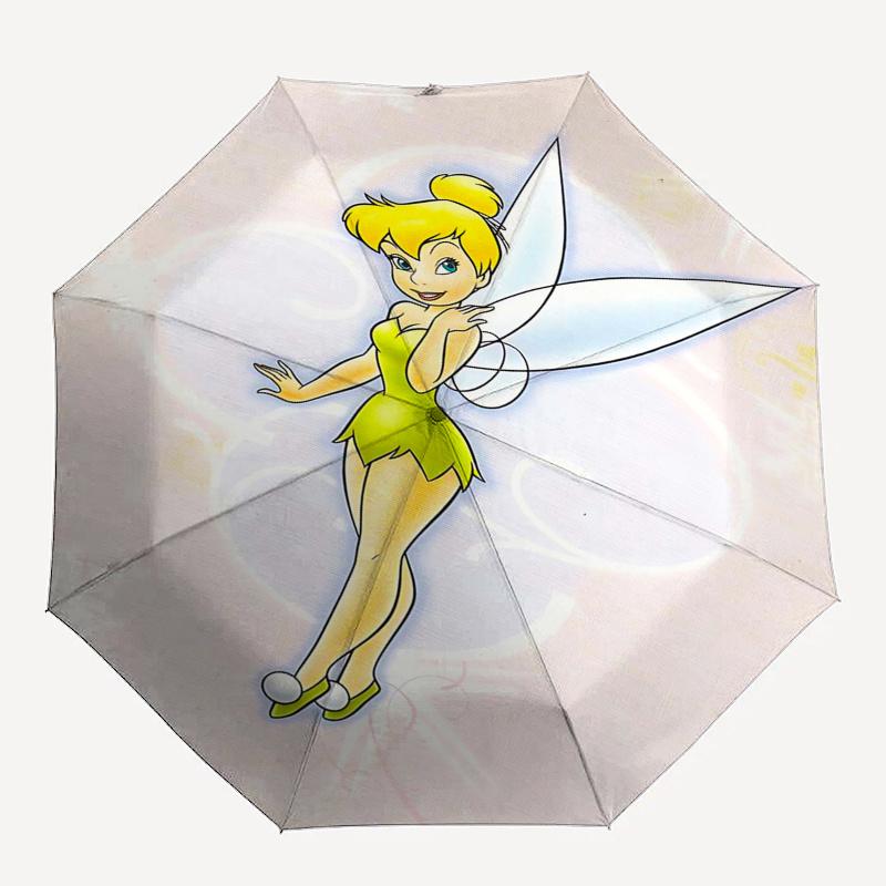 Reiseregschirm im Tinkerbell-Design - 8 Rippen, Automatisches Öffnen und Schließen, Tragbares FaltDesign, Kompakter und Stilvoller Regenschirm