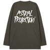 ASTRAL PROJECTION Graffiti Lettering Oversized Long Sleeve T-Shirt_Khaki