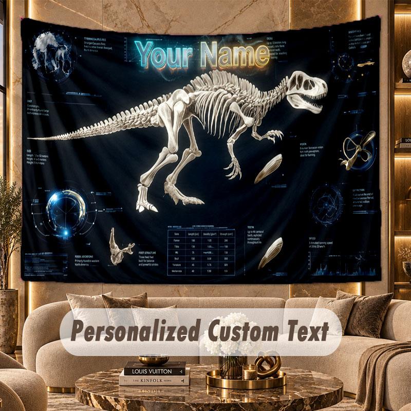 Dinosaur (559) Theme Personalized Tapestry Custom Name Text Wall Hanging Tapestry Home Background Decoration