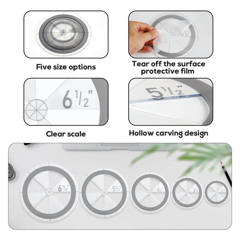M-Modern-5 Pcs Circle Templates For Quilting Drafting Acrylic Round Quilt Circle Cutter Ruler