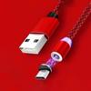 3A magnetisches USB-Kabel, schnelles Aufladen, Typ-C-Micro-USB-Rundkabel für Mobiltelefone