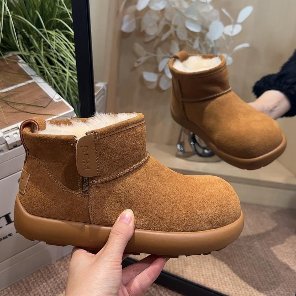 Women's large size soft sole heightening warm fur one winter non-slip wear-resistant snow boots plush lining outdoor sports cotton boots