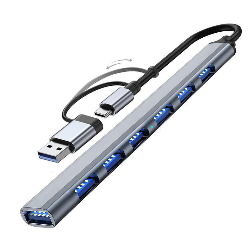 USB-расширитель One Driven Seven, высокоскоростной концентратор, 7-портовый расширительный док-сплиттер, многофункциональная док-станция для компьютера USB+TYPE-C