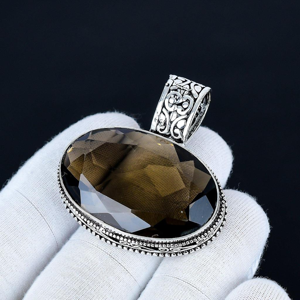 Smoky Topaz Pendant, 925 Sterling Silver Handmade Jewelry, Smoky Topaz Silver Pendant, Party Wear Jewelry For Women's, Pendant Valentine's Day Gift
