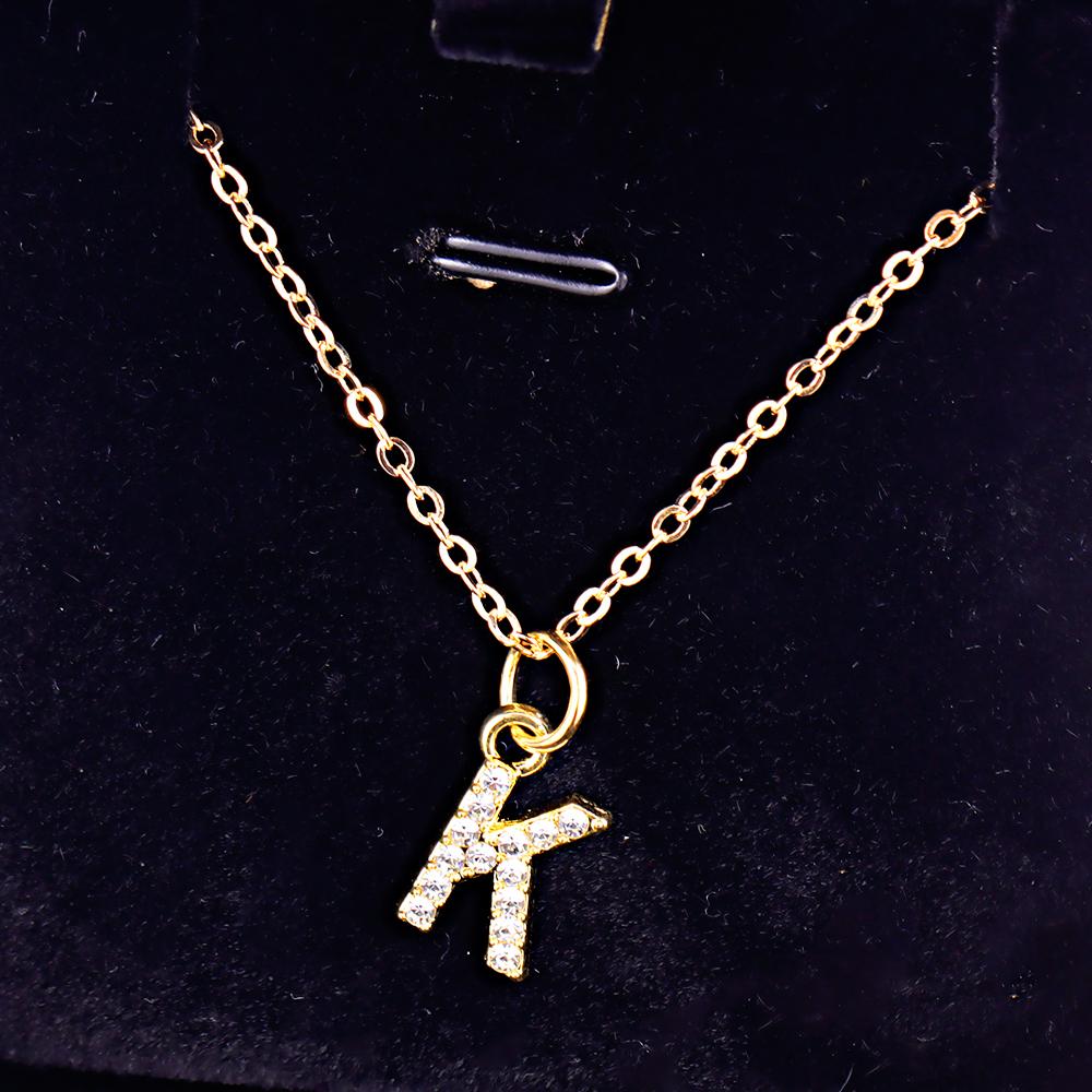 Kpop Shining A-Z Letter Pendant Charm Necklace 26 Initial Alphabet Name Golden Clavicle Chain Party Valentine's Day Jewelry Gift