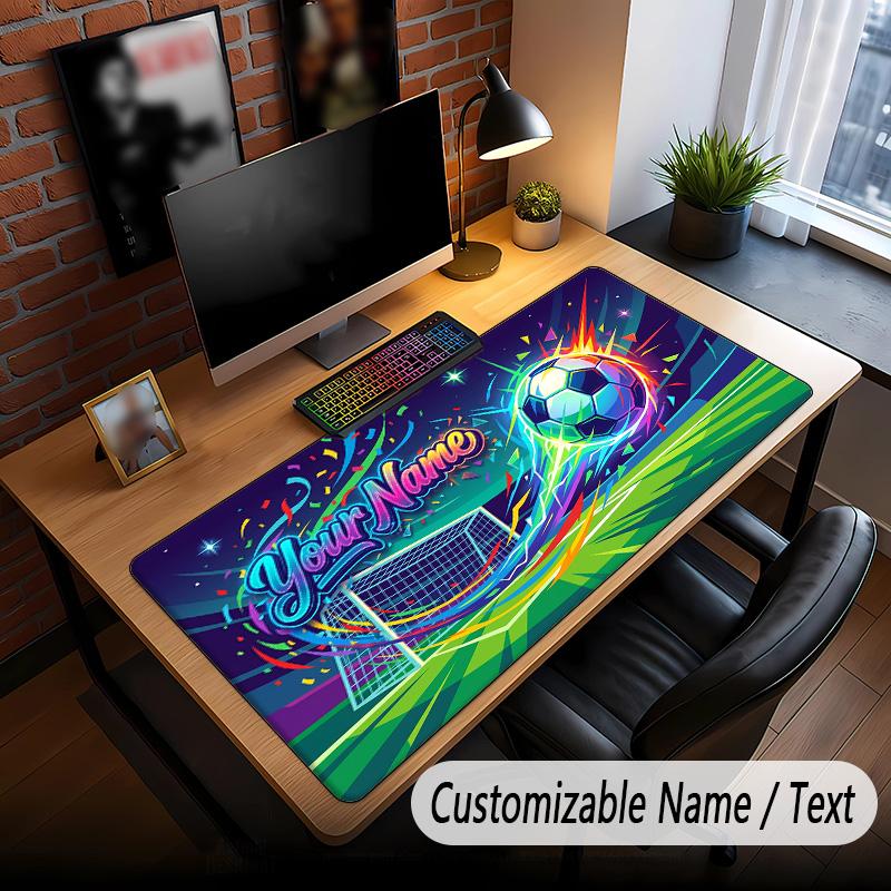 Soccer Theme Custom Mouse Pad Personalized With Name Text Customized Desk Mat For Office Home Decor