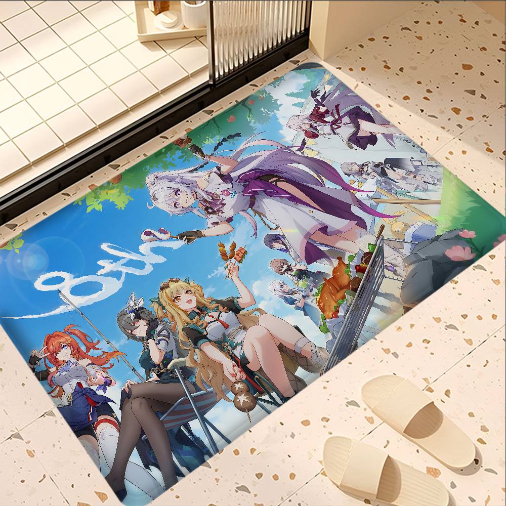 Honkai Impact Game Hallway Carpet Non-Slip Laundry Room Mat Laundry Decor Balcony Child Living Room Bedside Area Rugs