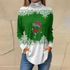 Women Fall Casual Long Sleeve Shirts Sweatshirt Vintage Printed High Neck Top Pullover