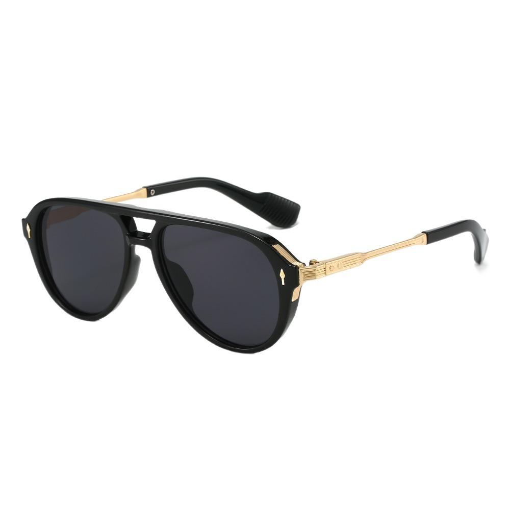 

UV400 Pilot Sun Glasses Double Beam Retro Eyewear Vintage Square Sunglasses Outdoor чёрный/золотой