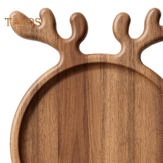 Christmas Antler Wood Plate for Food Presentation Elegant Wooden Dinner Plate for Christmas Atmosphere Festive Tableware Decor for Holiday