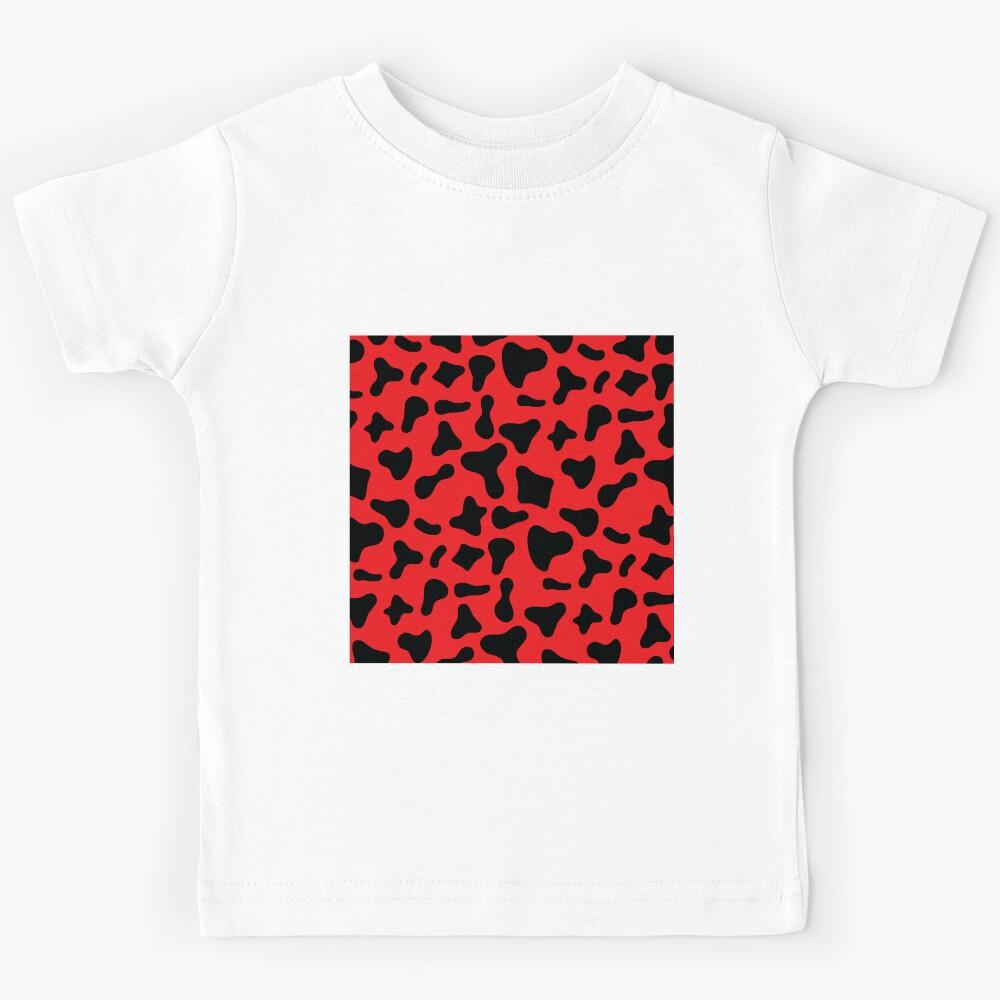 Black Cow Pattern on Red Cow | Holstein Cow Pattern Kids T-Shirt 150