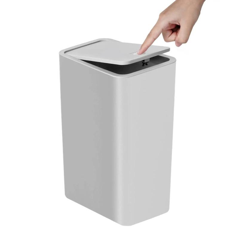 10L Small Bathroom Trash Can with Push-top Cover, Suitable for Bathroom, Bedroom, Living Room